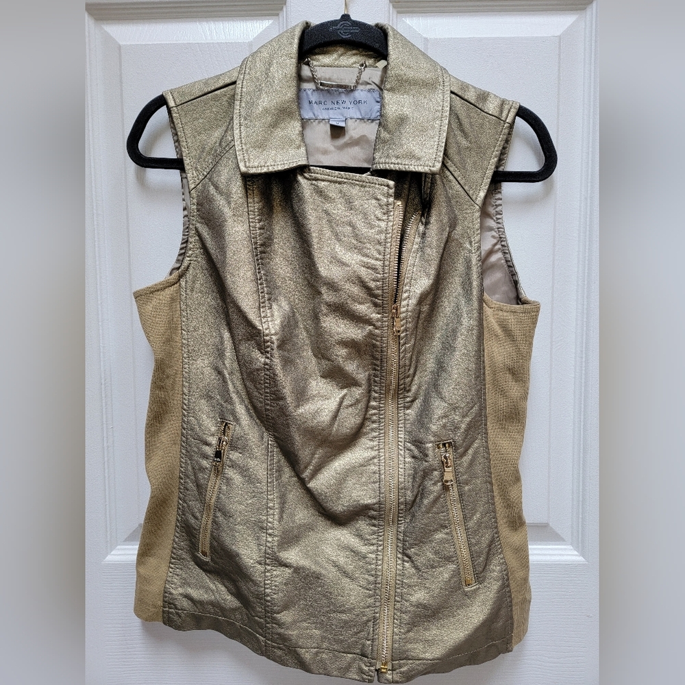 Marc New York Gold Women's Zip Up Vest Size Medium